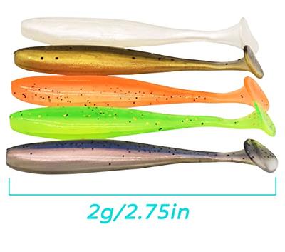 100PCS Bait Fishing Soft Plastic Lures, Soft Paddle Tail Lures for