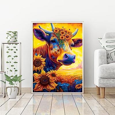 Highland Cow Diamond Painting Kits for Adults, Sunflower Diamond