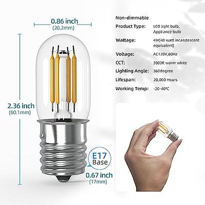 Jensense Appliance Bulb E17 LED Bulb Microwave Light Bulbs Under Hood 40  Watt Equivalent 4W Refrigerator Light Bulbs 3000K Warm White 120V for Range  Hood, Stove, Under Cabinet Non-dimmable, 4 Pack 