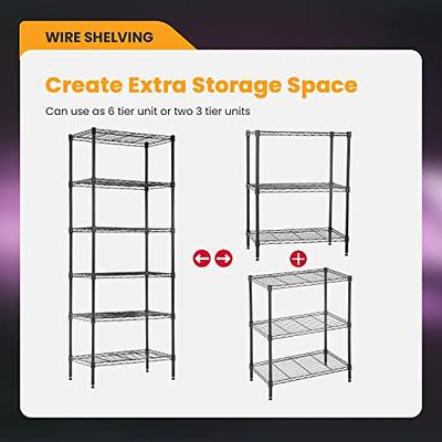 YYkokocat 6-Tier Adjustable Storage Shelves Heavy Duty Wire Shelving Unit  with Wheels 2100Lb Metal Layer