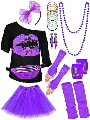 SOMSOC 13 Pieces Kids 80s Costume Accessories Set Girl's 80s Cosplay  T-shirt Tutu Outfit Headband Necklace Gloves Leg Warmer - Yahoo Shopping