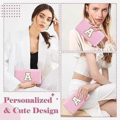 Initial Letter Patch Makeup Bag, Preppy Portable Chenille Letter