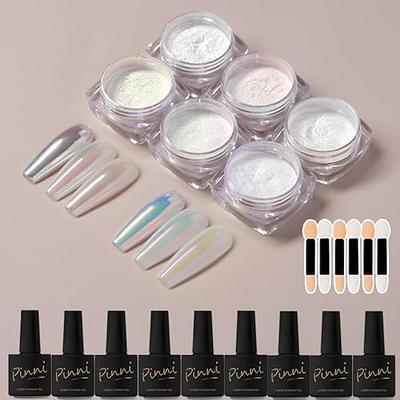 Saviland 6pcs Chrome Nail Powder Set - Rose Gold Chrome Nail Powder Metallic Mirror Manicure Pigment for Nail Decoration, Adult Unisex, Size: One Size