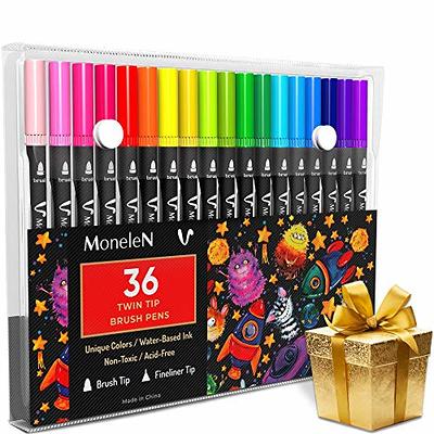 Coloring Markers Pen, Dual Brush Tip Marker for Adult Coloring, 34 Color  Calligraphy Fine Tip Pen for Beginner Journal Planner, Drawing, Doodle