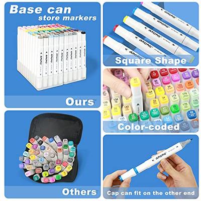 Caliart Pastel Markers, 61 Colors Fine and Chisel Dual Tip Alcohol Markers,  Sketch Pens Permanent Art Markers Set, with Case for Artist Adult Kids