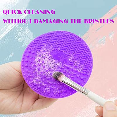 Brush Cleaning Mat, Silicone Makeup Cleaning Brush Scrubber Mat Portable  Washing Tool Cosmetic Brush Cleaner with Suction Cup for Valentines Day