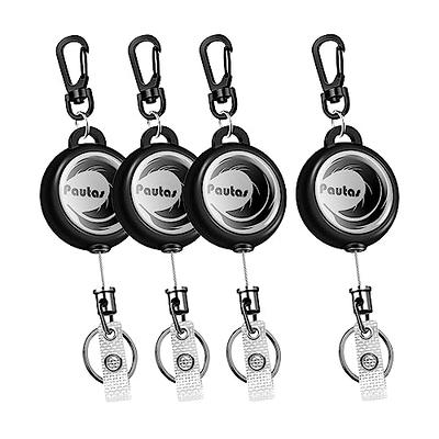 Lanyard with ID Holder Sets (Black,2 Pack)- Flat Polyester ID Lanyard with  Retractable Badge Reel & Vinyl Name Badge Holder 