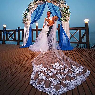  Unsutuo Wedding Veil Ivory Lace Applique Short Bride Veils  Shoulder Length Bridal Tulle Veil with Comb for Women and Girls : Clothing,  Shoes & Jewelry