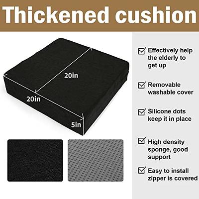 SINOSSO Velvet Large Chair Cushion for Elderly 20 x 20 x 5, High Density  Foam Recliner Chair Pad Couch Armchair Seat Cushion, Black