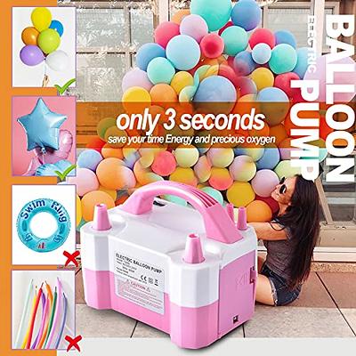 Agptek Electric Air Balloon Pump 110V 600W Rose Red Portable Dual Nozzle Inflator Blower for Party Decoration
