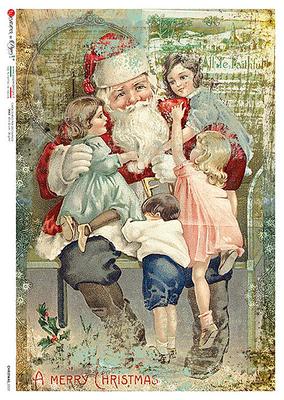  Rice Paper for Decoupage A4 Decoupage Paper Vintage (Mini  Christmas with Santa - 2 Sheets)