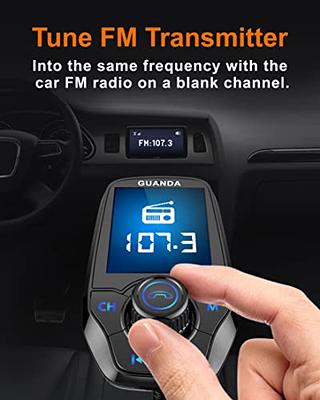 Sumind (Upgraded Version) Car Bluetooth FM Transmitter, Wireless Radio  Adapter Hands-free Kit with 1.7 Inch Display, QC3.0 and Smart 2.4A USB  Ports