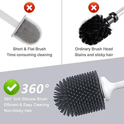 Silicone Toilet Brush - Flat Head Hygienic Toilet Brush and Holder