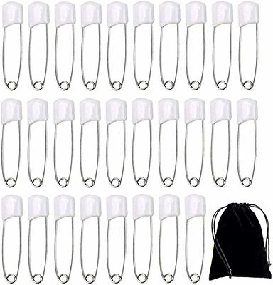 Hanycon Diaper Pins, White Color Nappy Safety Pins Hold Clip Locking Cloth,  Pack of 50