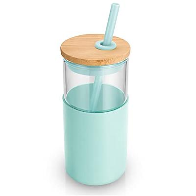 tronco 24 oz Glass Tumbler with Straw and Lid - Glass Cup with Lid