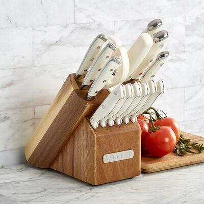 nuovva Kitchen Knife Block Set Copper 5 Piece Set with Knives Clear Acrylic  Block Stainless Steel Blades