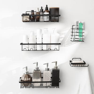 Orimade Corner Shower Caddy Shelf with 4 Hooks for Bathroom Toilet