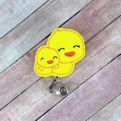 Mom & Baby Ducks Badge Reel, Easter Spring Holder, Retractable Id