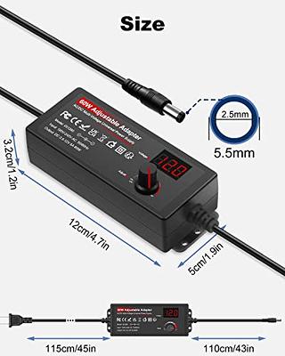 Facmogu DC 12V 3A Power Adapter, 100-240V AC to DC 12V 3A 36W Power Suppy  with Barrel Connector 5.5x2.5mm & 5.5x2.1mm, 12 Volt 3 Amp Desktop Adpater