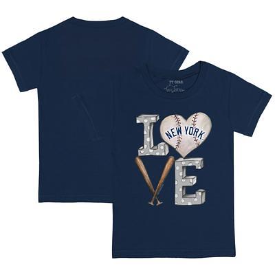 Girls Toddler New York Yankees Tiny Turnip White Peace Love Baseball Fringe  T-Shirt