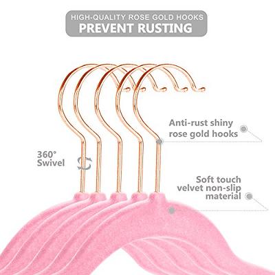 MIZGI Premium Kids Velvet Hangers (Pack of 50) with Copper/Rose Gold Hooks,Space  Saving Ultra