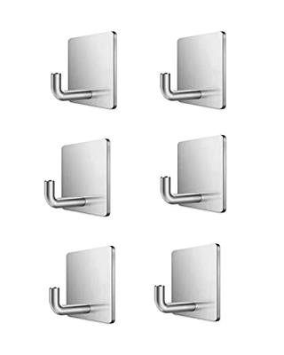 VIS'V Adhesive Hooks, Silver Self Adhesive Shower Wall Hooks Waterproof Stick on Hooks Stainless Steel Heavy Duty Kitchen Bathroom Sticky Hooks for