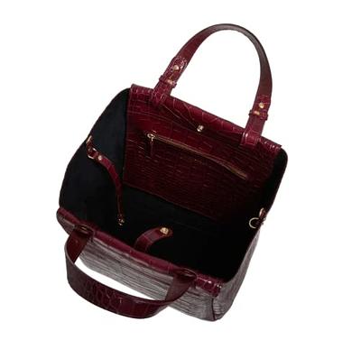 Strathberry Midi Croc-embossed Leather Tote - Burgundy