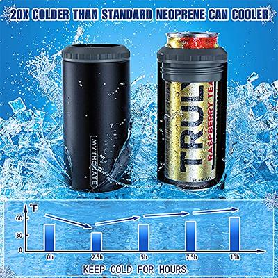 4-in-1 Skinny Can Cooler Double Wall Stainless Steel Insulated Can  Coozies,Quickly Making Cold Smoothie,Works With 12 Oz Slim Can,Standard  Can,Beer