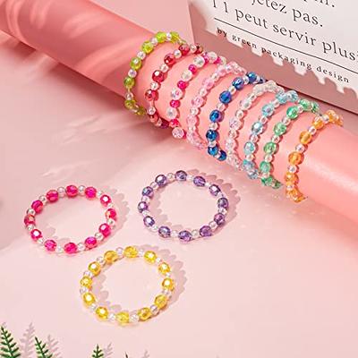 Zifengcer 12Pcs Beaded Bracelets Kids Bracelet for Girls Princess Bracelets  Rainbow Jewelry for Teen Girls Stretchy Bracelets Party Favors Gifts