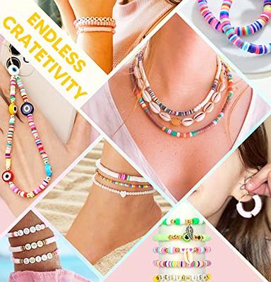 Dowsabel Clay Beads Bracelet Making Kit for Beginner, 5000Pcs Heishi Flat  Preppy Polymer Clay Beads with