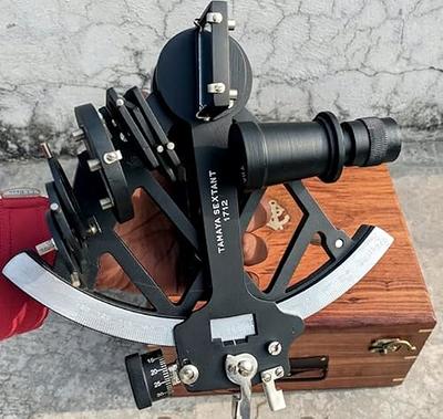 Nautical Brass Sextant Instrument with Wooden Box Marine Working