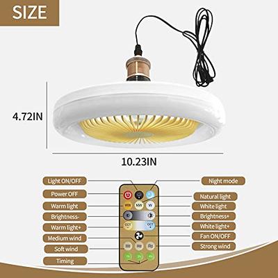 Plug In Ceiling Fan With Light 30w E26 Socket Comes 9 84ft Cable