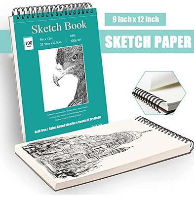 SKETCHERIA 9X12 Heavy-Weight Sketch Book (68lb/100g), 100 Sheets Acid Free Sketch  Pad, Top Spiral Bound Drawing Paper for Artist, Kids, Drawing Pad for  Marker, Colored Pencil, Charcoal, Pastels 9x12-1Pack