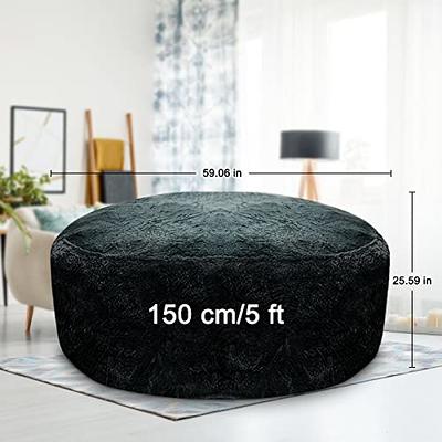 Fluffy Bed Bean Bag Chair Fur Sofa Cover Slipcover Couch Round (Without  Beans )