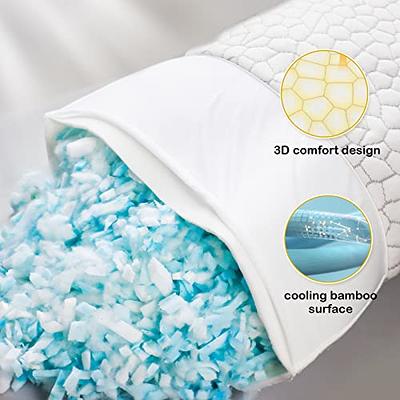 Shredded Memory Foam Pillows Standard/Queen Size Set of 2,Luxury Gel  Cooling Bed Pillows 2 Pack for Stomach Back Side Sleeper,Pillows Adjustable