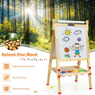 Dripex Kid's Wooden Art Easel, Double-Sided Height Adjustable