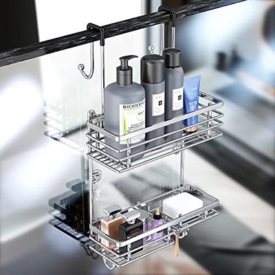 Epicano Shower Caddy Hanging, Anti-Swing Over Head Shower Caddy Rustproof with Hooks for Towels, Sponge and More, Matte Black