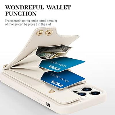  CUSTYPE for iPhone 12 Pro Max Magnetic Case Wallet with Strap  Wrist Women, [Compatible with Wireless Charging] Crossbody Zipper Case with  Card Holder Protective Case Purse with Ring 6.7inch, Beige 