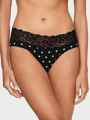 The Lacie Lace-Waist Cotton Hiphugger Panty, Print, S - Women's