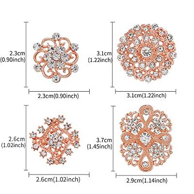  MEEDOZ Lot 6pcs Assorted Crystal Rhinestone Flower Brooch Pin  Set for Women DIY Bridal Wedding Bouquet Kit (Gold) : Arts, Crafts & Sewing