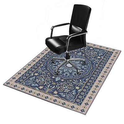 Vinyl floor mat for office chair Persian blue pattern 