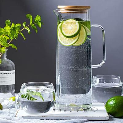 hjn Glass Water Pitcher with Wood Lid Water Carafe with Handle - Fridge  Glass Jug for Hot/Cold Water & Iced Tea Beverage, juice - Yahoo Shopping