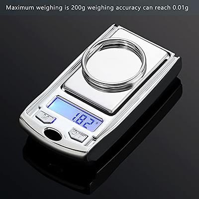 Gram Scale 220g / 0.01g, Digital Pocket Scale with 100g Calibration  Weight,Mini Jewelry Scale, Kitchen Scale,6 Units Conversion, Tare & LCD  Display