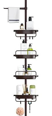 Bath Bliss Gray Plastic 4-Shelf Tension Pole Freestanding Shower Caddy  5.91-in x 48-in