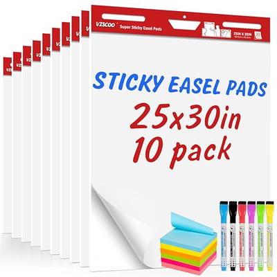 AFMAT Sticky Easel Pad, 10 Pack Chart Paper for Teachers, Large Self Stick  Flip Chart Easel Paper, 25 x 30 Inches, 30 Sheets/Pad Chart Paper