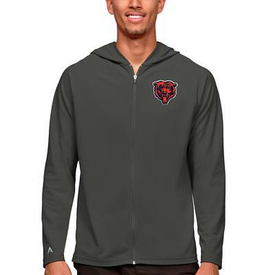 Men's Antigua Heathered Gray Chicago Bears Logo Victory Pullover Hoodie