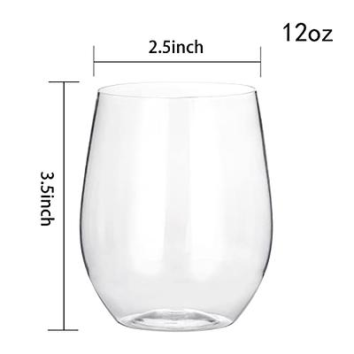 SUT 24 Disposable Stemless Wine Glasses 12OZ Plastic Party Wine