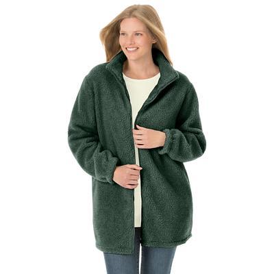 Woman Within Women's Plus Size Fleece Swing Funnel-Neck Coat Coat 