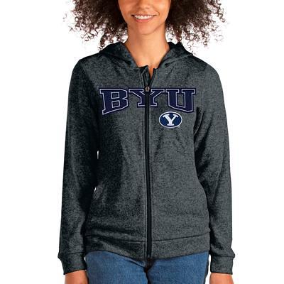 Women's Antigua Gray Dallas Cowboys Axe Bunker Tri-Blend Pullover Hoodie