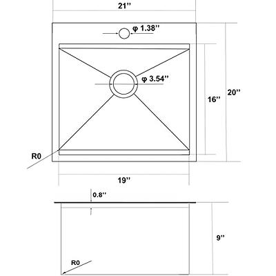 Topmount Workstation 21x20 Single Basin Sink